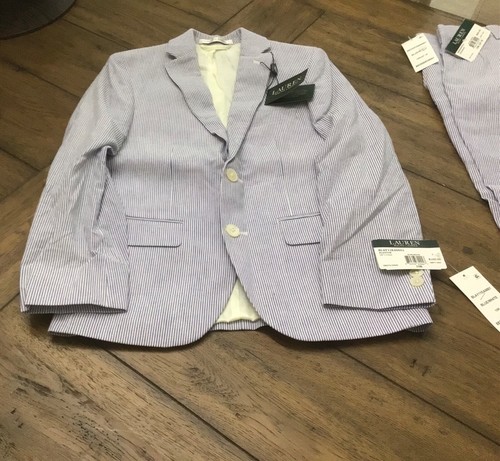 Ralph Lauren Kids Seersucker 2 piece Suit Set Blue/White Size 10R NWT - Picture 4 of 11