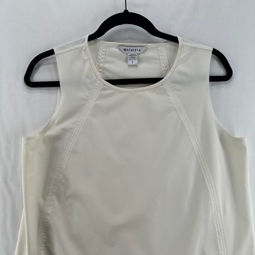 Camiseta sin mangas Athleta talla S Zephyr refinada peso pluma elástica comodidad blanco roto - Imagen 3 de 9
