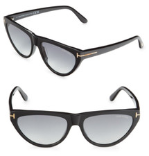 Gafas de sol Tom Ford Amber-02 TF990 ECO 01B 56 mm ojo de gato negras/degradadas al humo