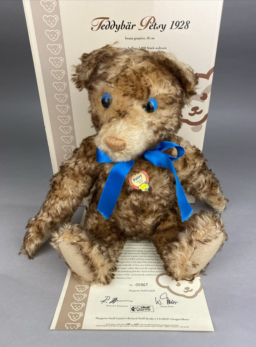 Steiff Petsy Teddy Bear 1928 Replica - 2006 - 42cm, Brown Mohair