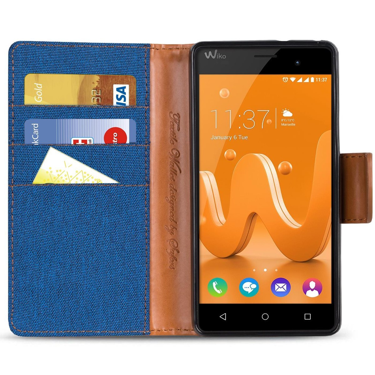 HualuBro PU Leder Hülle Für Wiko View 4 Lite – Klappcase Mit Kartenfach & Ständerfunktion