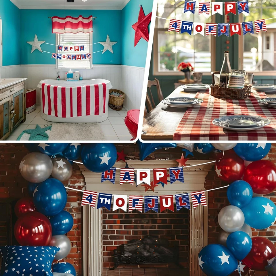 DIY 4Th of July Banner Red White and Blue Banner for Fourth of July American Fla - Image 4 of 4