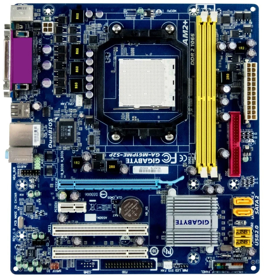 GIGABYTE GA-M61PME-S2P Socket AM2 2x DDR2 2x Pcie 2x PCI Matx - Image 2 of 2