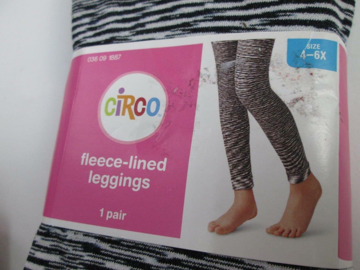 CIRCO TARGET KIDS GIRLS BLACK WHITE FLEECE LINED WINTER LEGGINGS 4-6X NWT