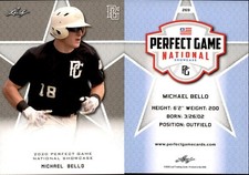 MICHAEL BELLO 2020 LEAF PERFECT GAME NATIONAL SHOWCASE ROOKIE CARD #269
