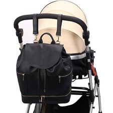 LEQUEEN PU Leather Baby Diaper Backpack Maternity Nappy Changing Pad Waterproof