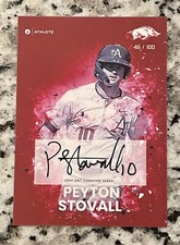 Peyton Stovall 2024 Onit Athlete Arkansas Baseball Red Auto #108 /100 Autograph
