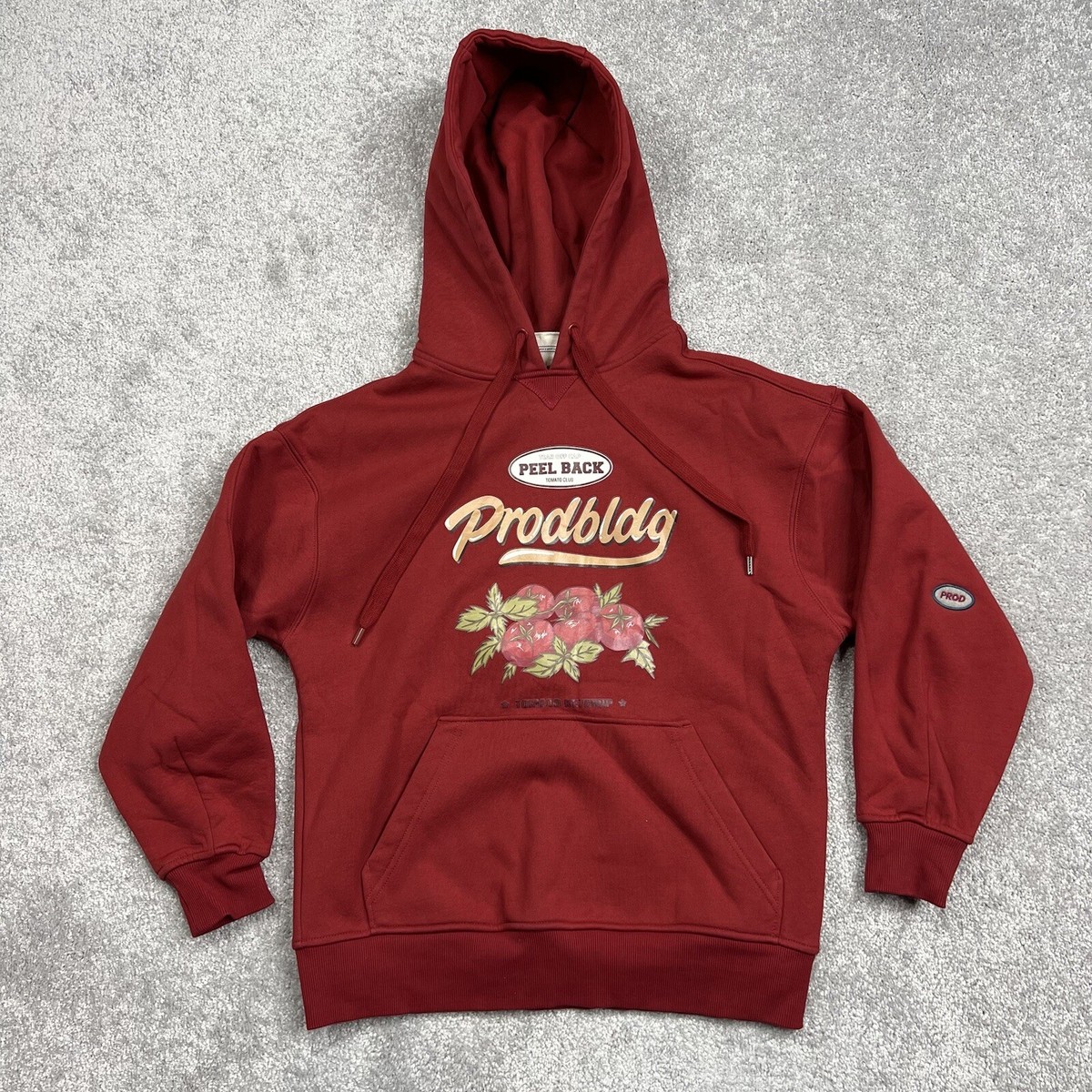 Prod Bldg Hoodie Adult Small Tomato Ketchup Peel Back Tomato Club
