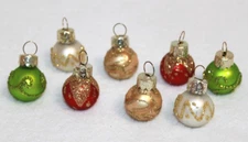 Lot 8 Glass Glitter Trim Feather Tree Christmas Ornaments