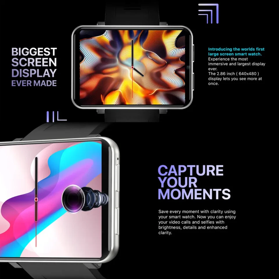 4G Smart Watch for Men Women 5MP Camera Touch Screen 2.86"Inch Screen Android - Image 2 of 4