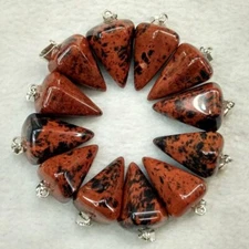 Wholesale 12pcs Natural Golden Swan Stone Hexagonal Pyramis Pendants Jewelry