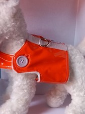 X small Dog  Harness  Button Detail  welded D ring soft pvc  strong hook  loop