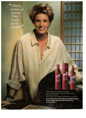 Suave Mousse Styling and Hair Spray Vintage 1988 Print Ad