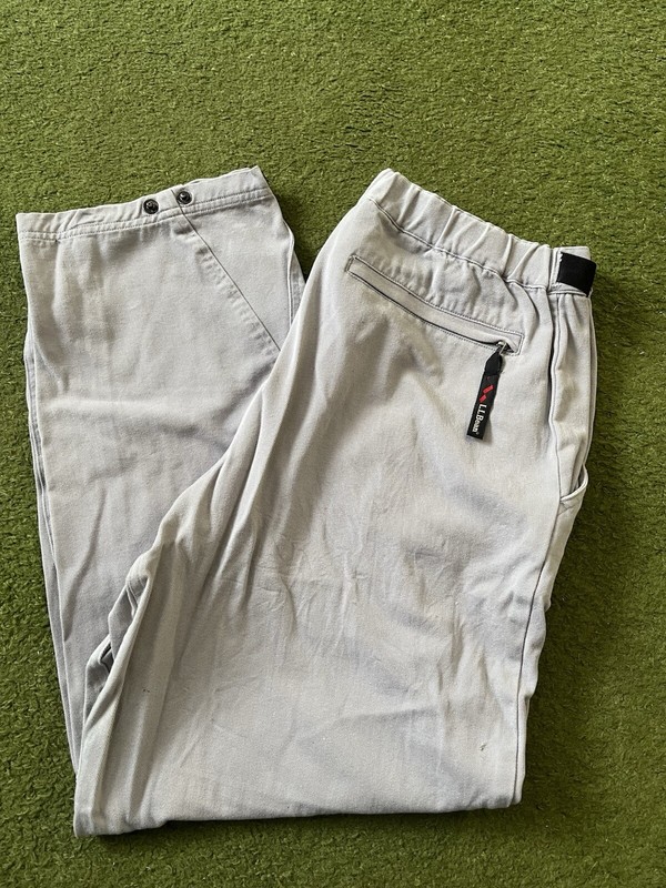 LL BEAN Outdoors Double Knee  Pants Men  Hiking Climbing Performance Beige Sz M