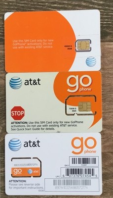 (Lot Of 3) AT&T  4G TRIPLE SIM CARD ''3 IN 1''  NANO 4FF 4G 5G LTE GSM   ATT  3