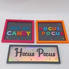 Way to Celebrate Halloween Hocus Pocus Wood Hanging Wall Signs lot of 3