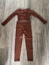 Brown Two Piece Legging Set Women's