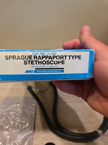 VTG BMS Sprague Rappaport Stethoscope Set Complete W/ Box 13-400 Black - Picture 8 of 8