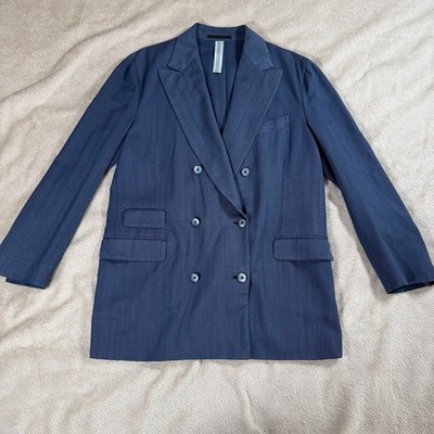 Battistoni Women's Blazer Sport Jacket 100% Wool Shell Double Breasted Italian