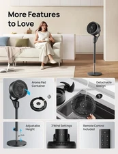 Dreo Fan for Bedroom, 80° Oscillating Standing Fan, 25dB Quiet, 80ft PedestalFan