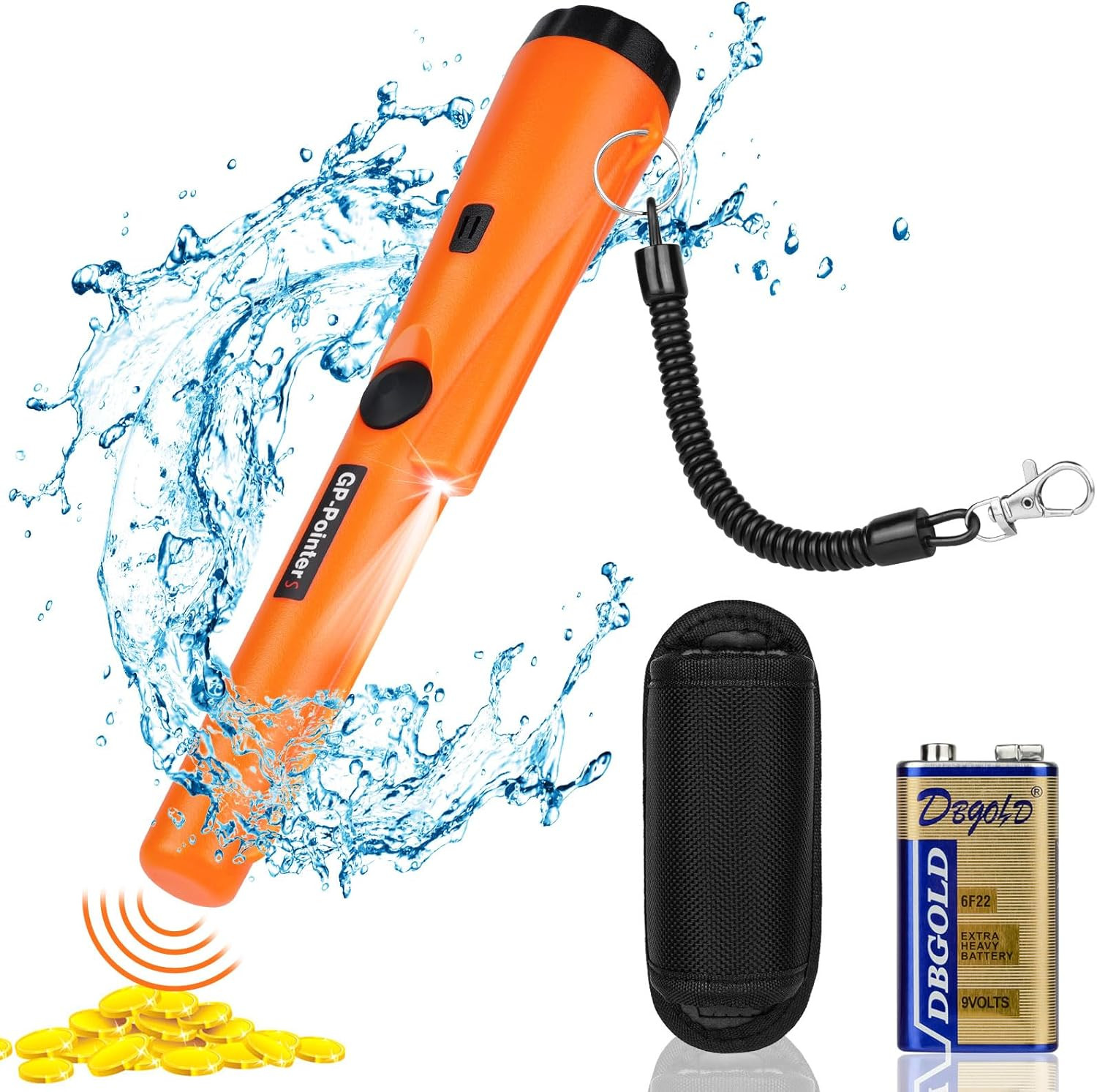 Metal Detector, Impermeabile IP66, Detector Portatile a Scansione a 360°, Con Lu