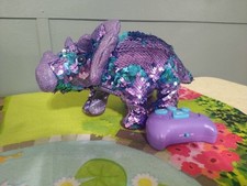Purple Blue Remote Control Talking Dinosaur Toy with Sequins Design Triceratops
