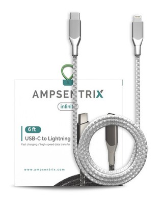 USB-C zu Lightning Kabel 1,8 m Non-MFI Ampsentrix Silber