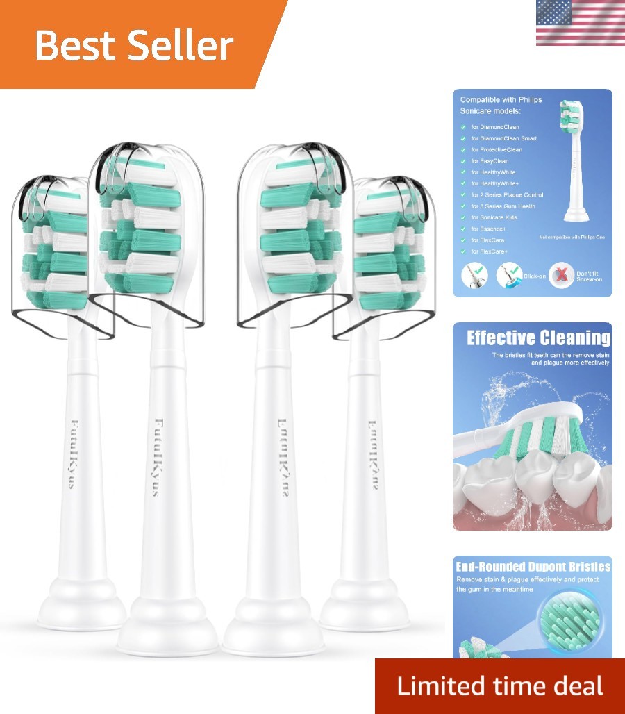 Compatible Sonicare Brush Heads - 4-Pack Dupont Bristles for Optimal Cleaning