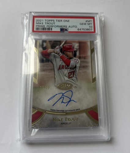 2021 Topps Tier One Prime Performers Autographs Mike Trout /25 Auto PSA 10