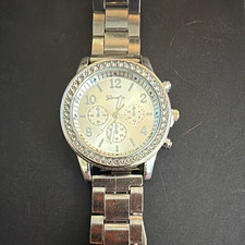 Geneva Women's Quartz Analog Silver Dial Bracelet Watch Rhinestone Bezel