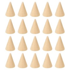 30x20mm Natural Wood Cone Ring Holder, 20 Pack Finger Jewelry Display Stand