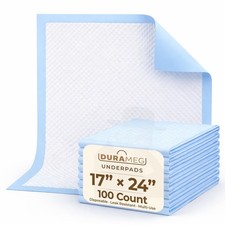 Disposable Underpads 17x24 Inch 100 Pack, Blue Chux Pads with 2g SAP Core, Le...