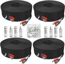 BNC Cable 200Ft 4 Pack BNC Video Power Cable,Security Camera Cable for CCTV Cam