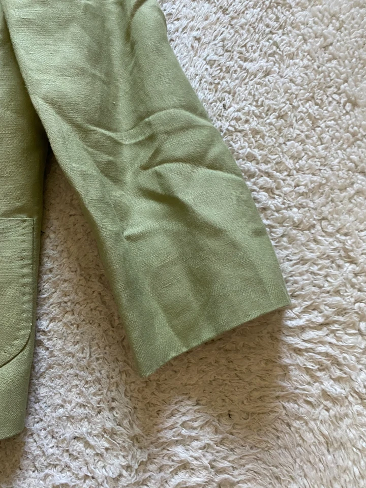 Blazer Jones New York Mujer Mezcla de Lino Manga 3/4 Forrado Muesca Verde Talla 10 Foto 3 de 4
