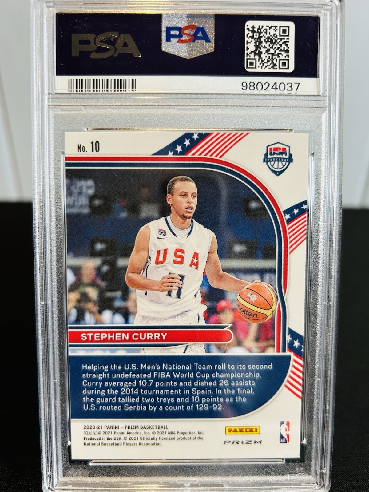 🔥2020 USA Basketball Silver Prizm #10 Stephen Curry PSA 10 view 2