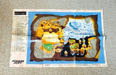 Mystic Quest - Authentic Super Nintendo SNES - Poster - Map - Insert