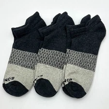 3 pairs BOMBAS Men's Cushion Tri-Block Ankle Socks Classics Size Large Grey