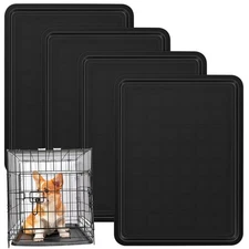 4 Pcs Dog Crate Tray 27 x 20.5 Inches Kennel Pan Black Plastic Bottom Floor L...