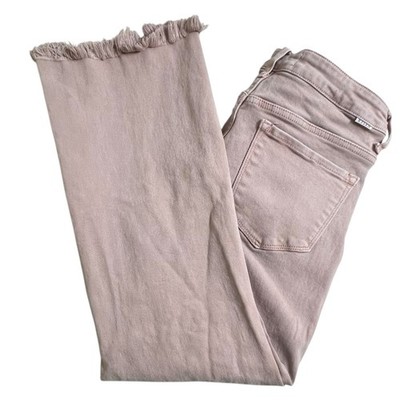 Risen Jeans Womens 29 Mauve Pink Distressed Mid Rise Cropped Flare Leg Jeans