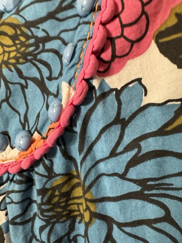 MINI BODEN Girls Blue Pink Floral Beaded Lined Cotton Dress 11/12 - Picture 8 of 15