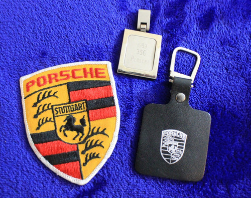 Leather Porsche Key Fob 356 Key Ring Chain Fob Patch Accessory Crest