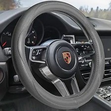 Top Grade Gray Genuine Leather Steering Wheel Cover, Luxury Steering Wheel GRAY