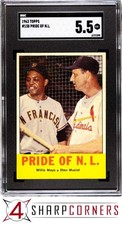 1963 TOPPS #138 WILLIE MAYS-STAN MUSIAL PRIDE OF N.L. SGC 5.5