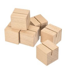 6Pcs Place Card Holders, Wood Sign Holders, 1.2" x 1.2" x 1.2", Light Brown