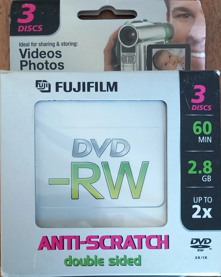3 mini DVD-RW FUJIFILM 2.8 GB/GO 8 cm 60 minutes pour camescope neufs