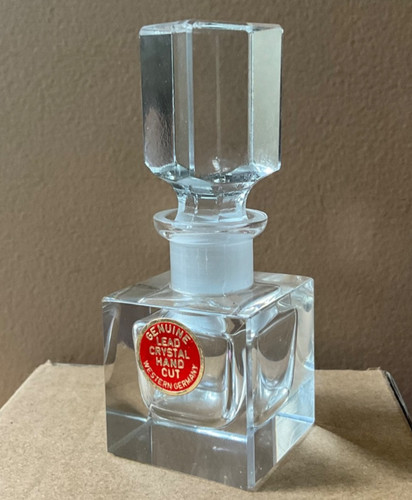 Vtg Clear Hand Cut Lead Crystal Perfume Bottle & Stopper Made In W Germany