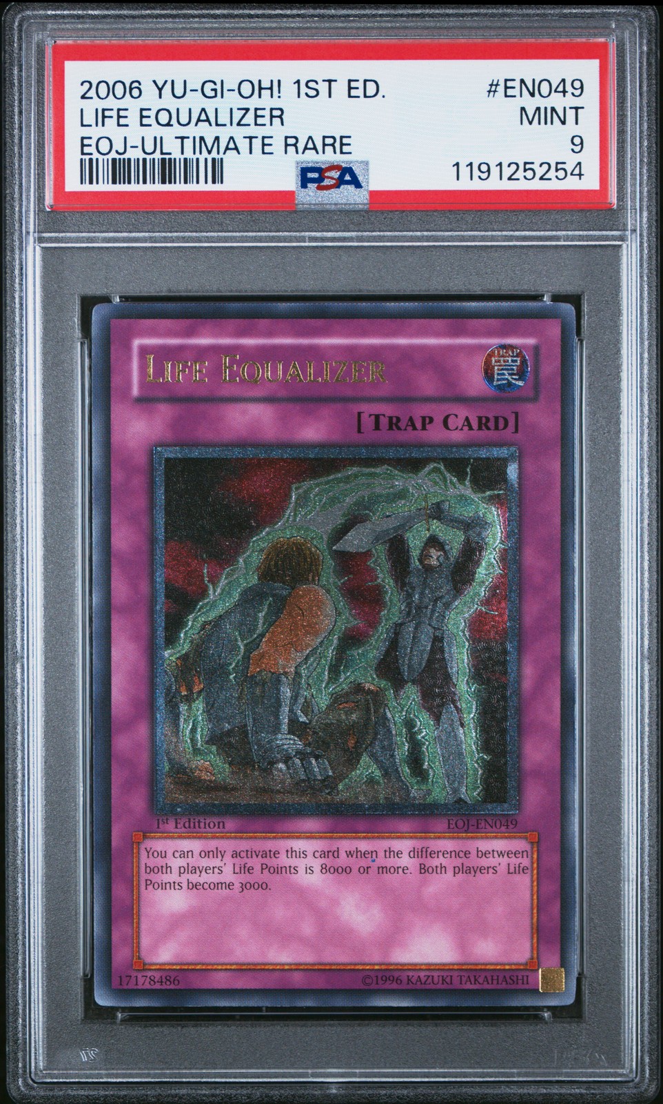 2006 YU-GI-OH! EOJ-ENEMY OF JUSTICE 1ST ED-ULTIMATE RARE LIFE EQUALIZER PSA 9