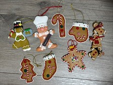 Gingerbread Man Tree Stocking Star Candy Cane Christmas Tree Ornaments Lot Of 8