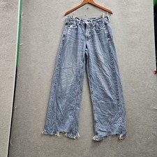 American Eagle Women Jeans US 6 Blue Denim Wide-Leg Super High Rise Baggy