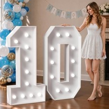 Marquee Numbers 4 Feet Tall Big Light Up Numbers 10th Happy Birthday Decorati...